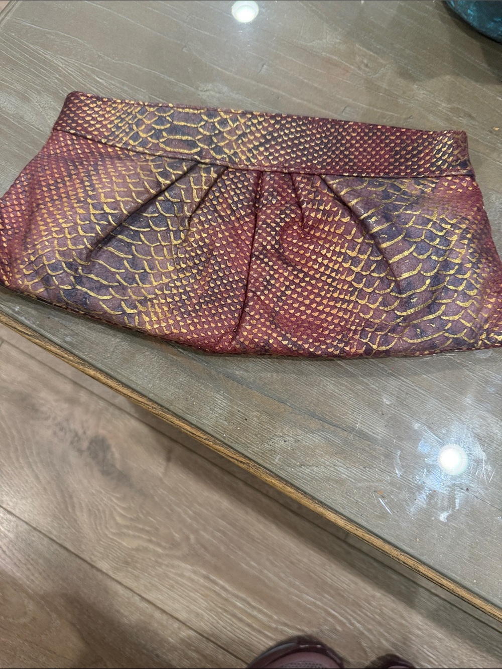 Lauren Merkin Red and Gold Textured Mini Skirt
